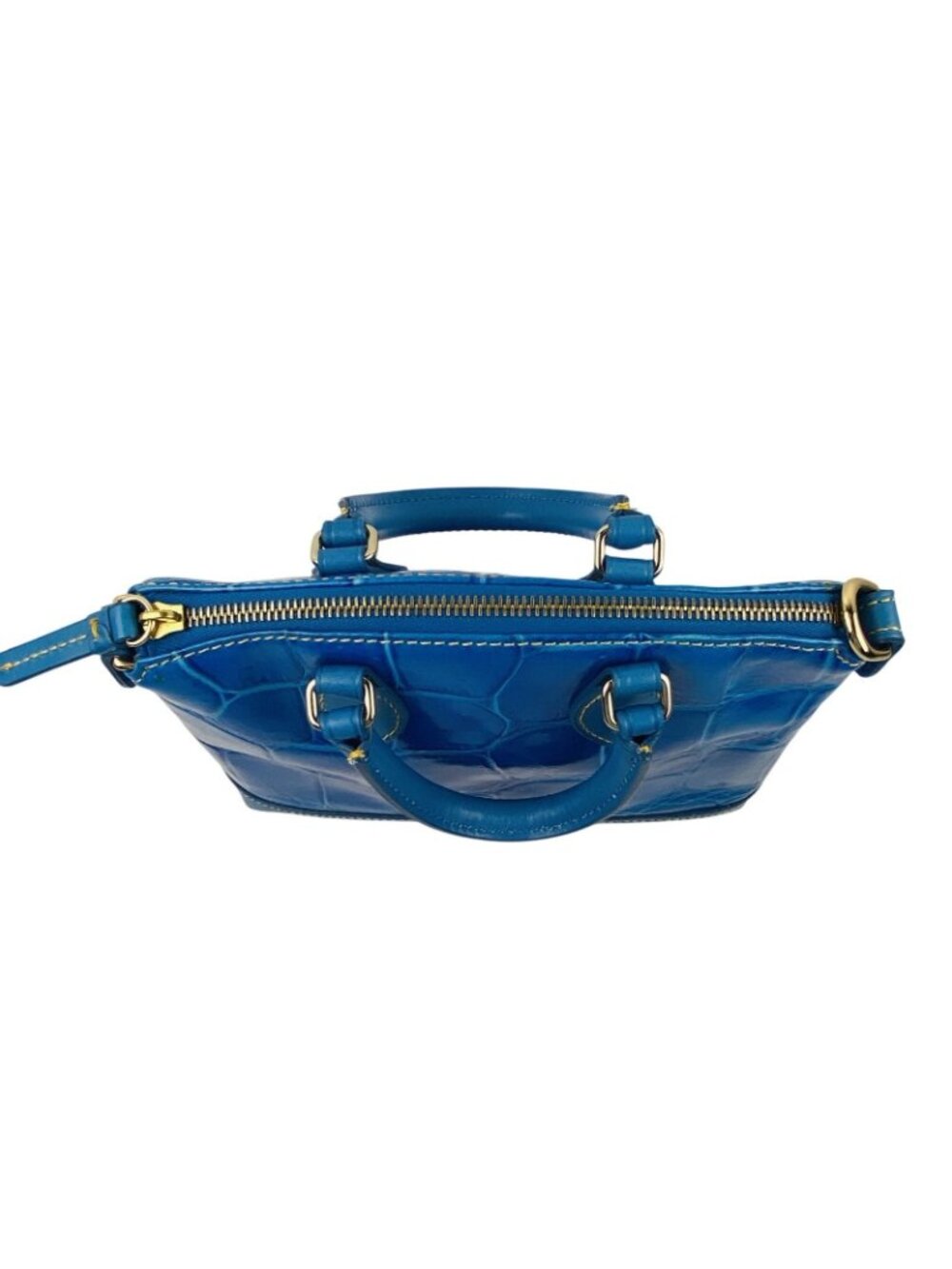 Dooney & Bourke Turquoise Croco Embossed Leather Small/Med Satchel Gold Hardware - Picture 7 of 16